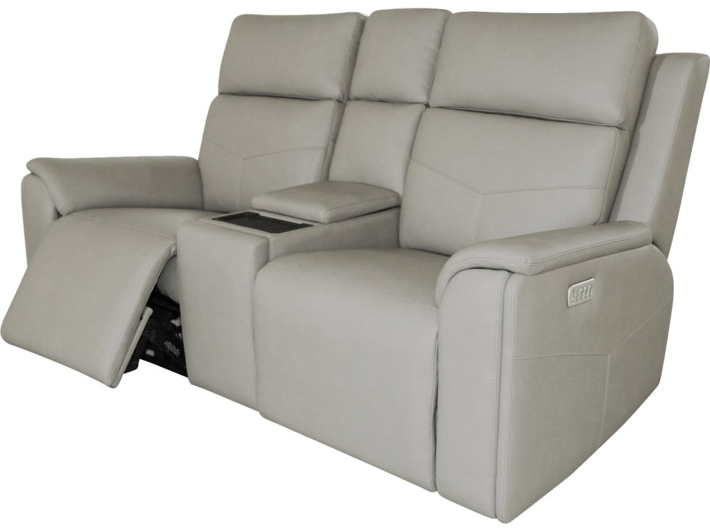 Vernon Dove Grey Fabric Power Reclining Loveseat with Console, Power Headrests, Lumbar, Heat & Massage - image 7
