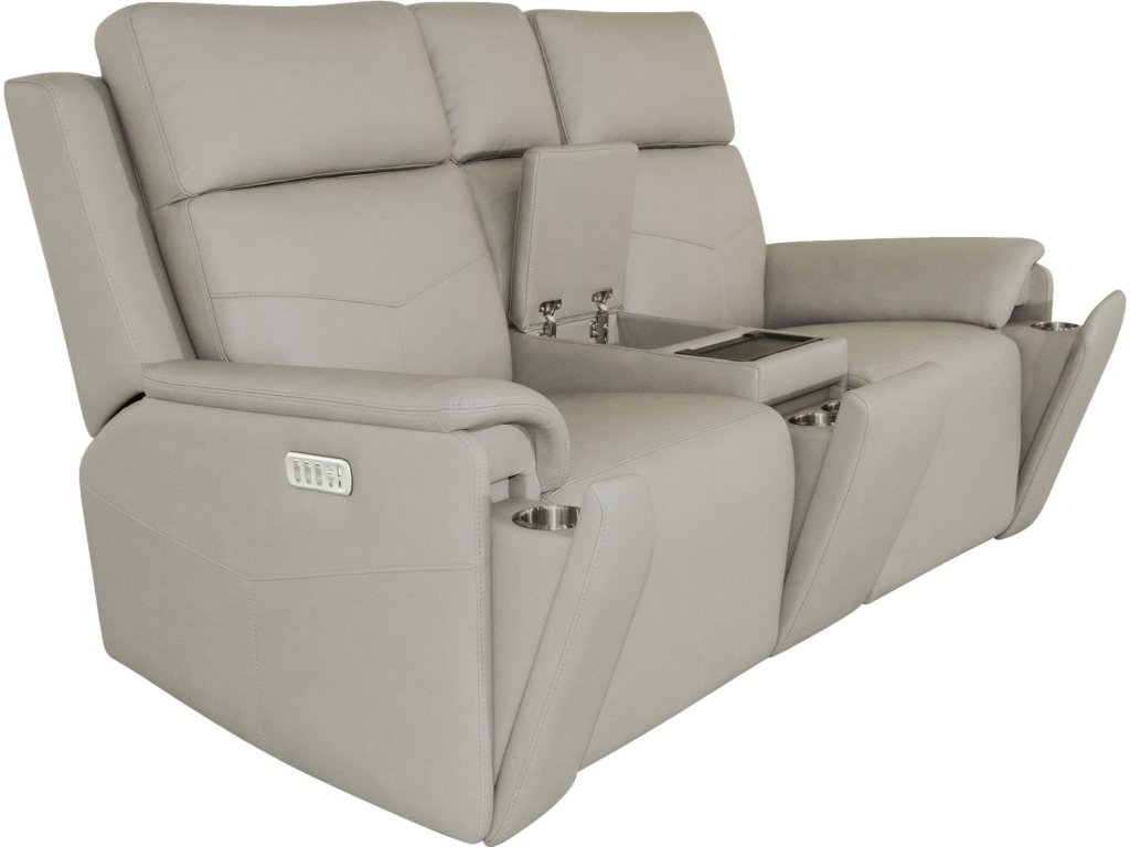 Vernon Dove Grey Fabric Power Reclining Loveseat with Console, Power Headrests, Lumbar, Heat & Massage - image 8