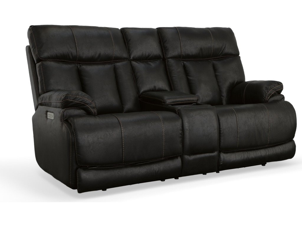 Clive Peppercorn Fabric Power Reclining Loveseat with Console, Power Headrests & Lumbar - main image