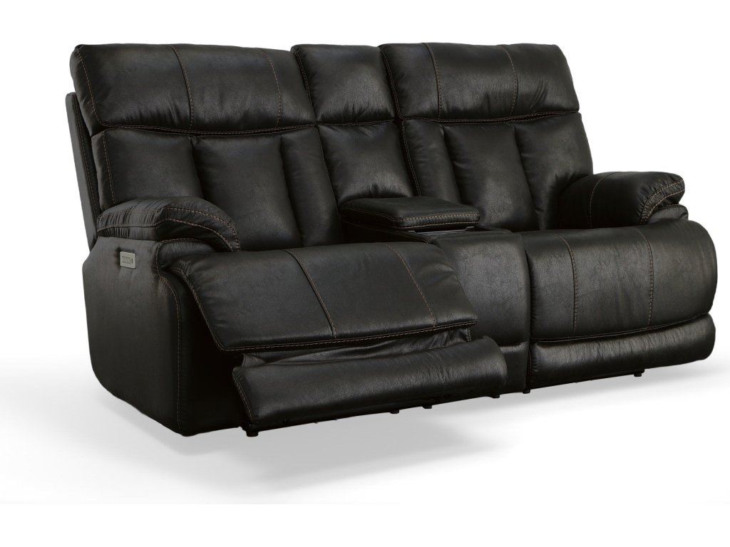 Clive Peppercorn Fabric Power Reclining Loveseat with Console, Power Headrests & Lumbar - image 3