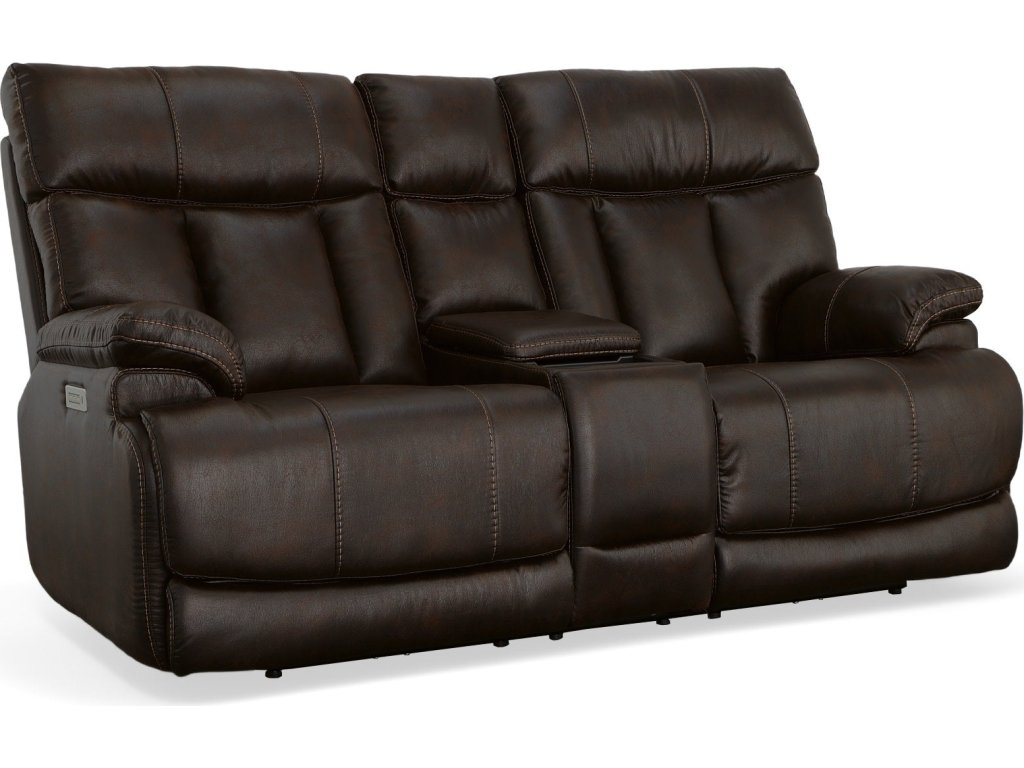 Clive Clove Fabric Power Reclining Loveseat with Console, Power Headrests & Lumbar - main image