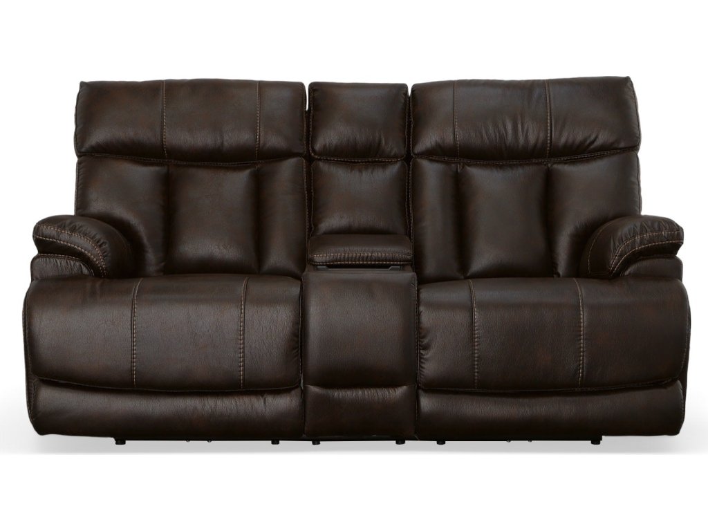 Clive Clove Fabric Power Reclining Loveseat with Console, Power Headrests & Lumbar - image 1