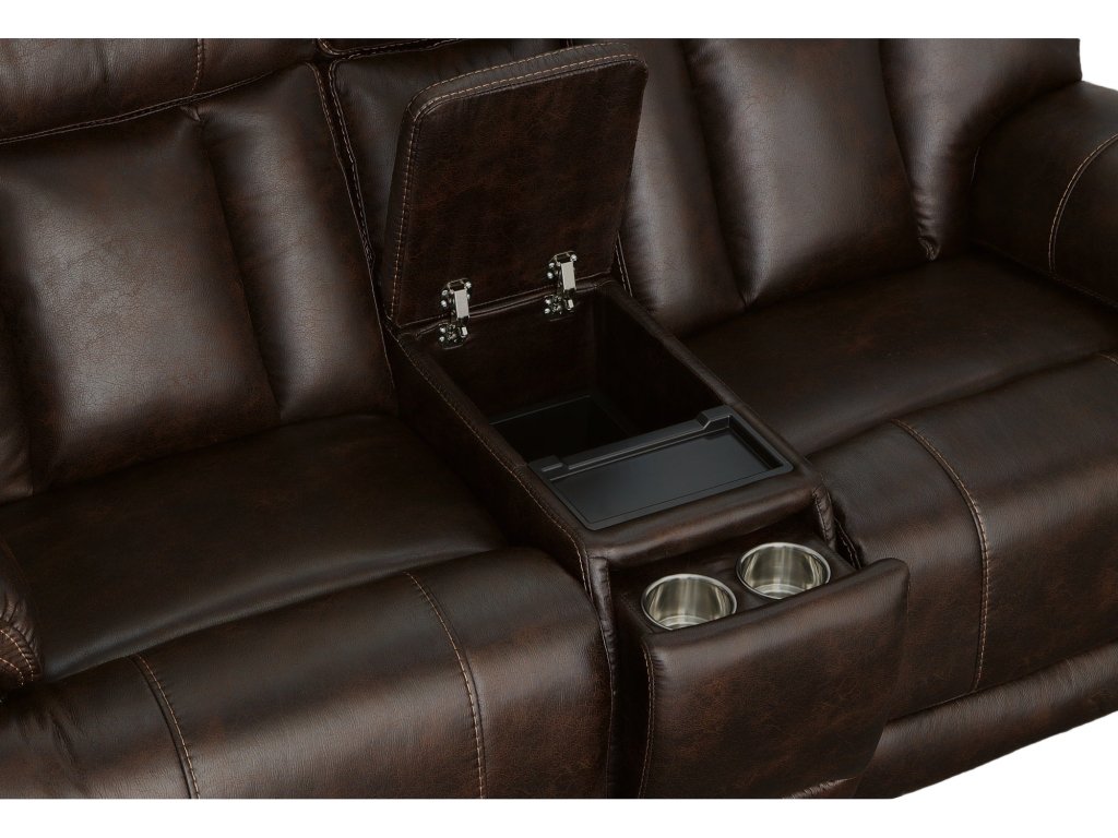 Clive Clove Fabric Power Reclining Loveseat with Console, Power Headrests & Lumbar - image 4