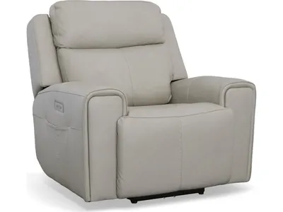 Barnett Leather Power Recliner with Power Headrest & Lumbar