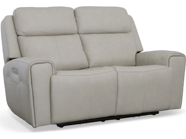 Barnett Leather Power Reclining Loveseat with Power Headrests & Lumbar