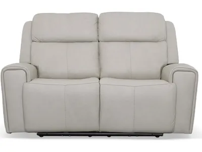Barnett Leather Power Reclining Loveseat with Power Headrests & Lumbar