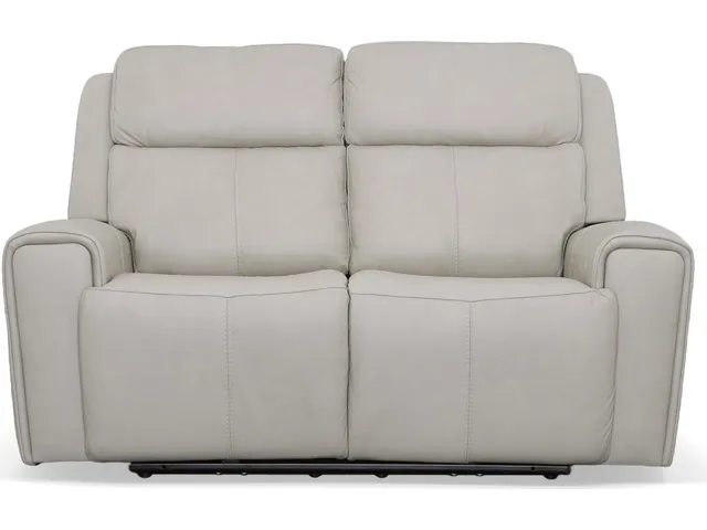 Barnett Leather Power Reclining Loveseat with Power Headrests & Lumbar - Alternative View