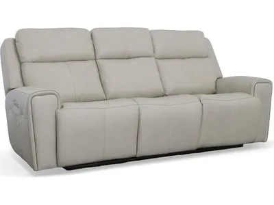 Barnett Leather Power Reclining Sofa with Power Headrests & Lumbar