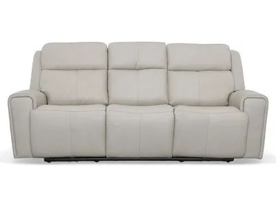 Barnett Leather Power Reclining Sofa with Power Headrests & Lumbar