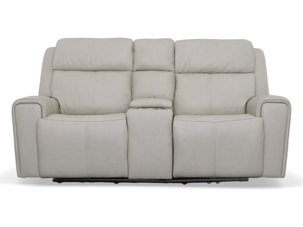 Barnett Leather Power Reclining Loveseat with Console, Power Headrests & Lumbar - image 1