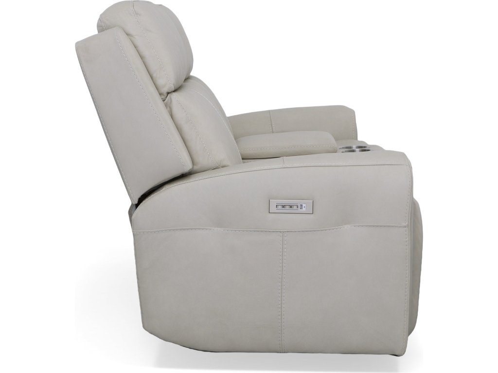 Barnett Leather Power Reclining Loveseat with Console, Power Headrests & Lumbar - image 2
