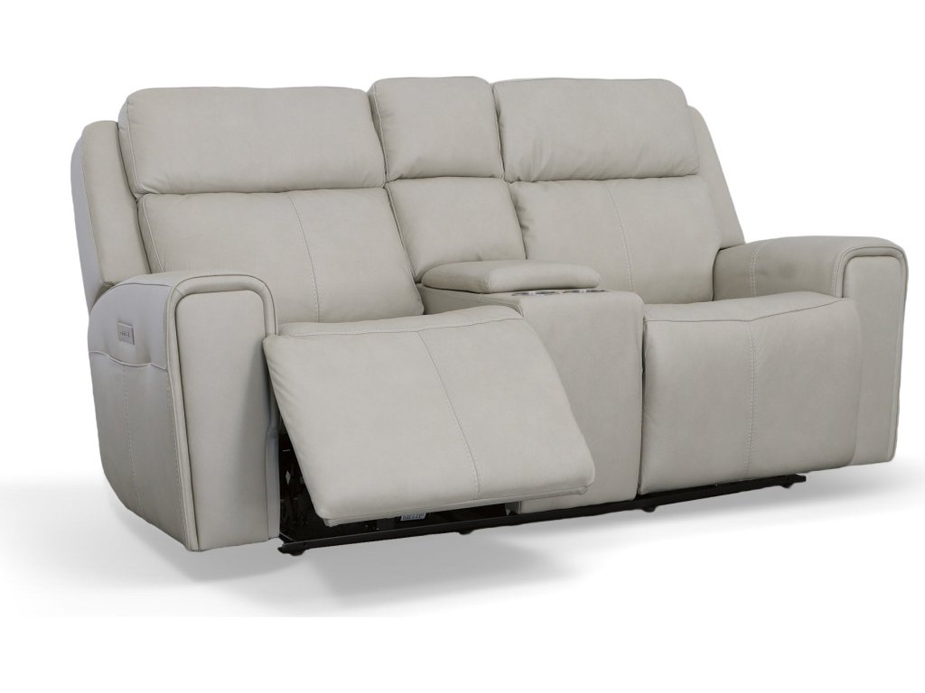 Barnett Leather Power Reclining Loveseat with Console, Power Headrests & Lumbar - image 3