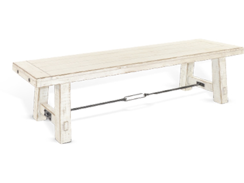 64" White Sand Bench w/ Turnbuckle, Wood Seat - main image