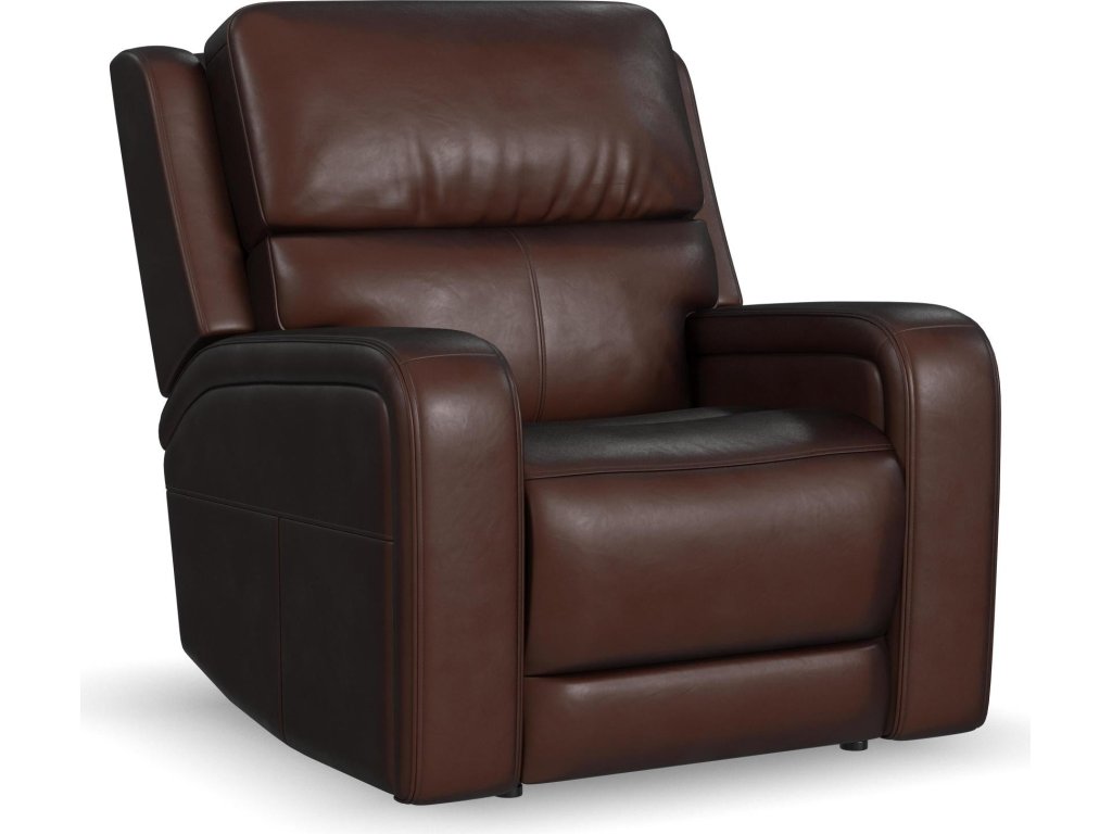 Oasis Truffle Leather Power Recliner with Power Headrest, Lumbar, Heat & Massage - main image
