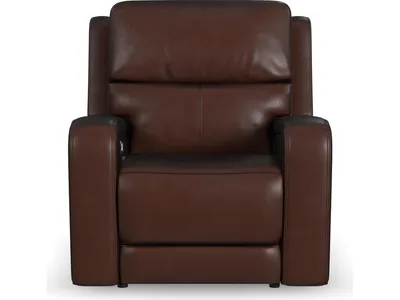 Oasis Truffle Leather Power Recliner with Power Headrest, Lumbar, Heat & Massage - Alternative View