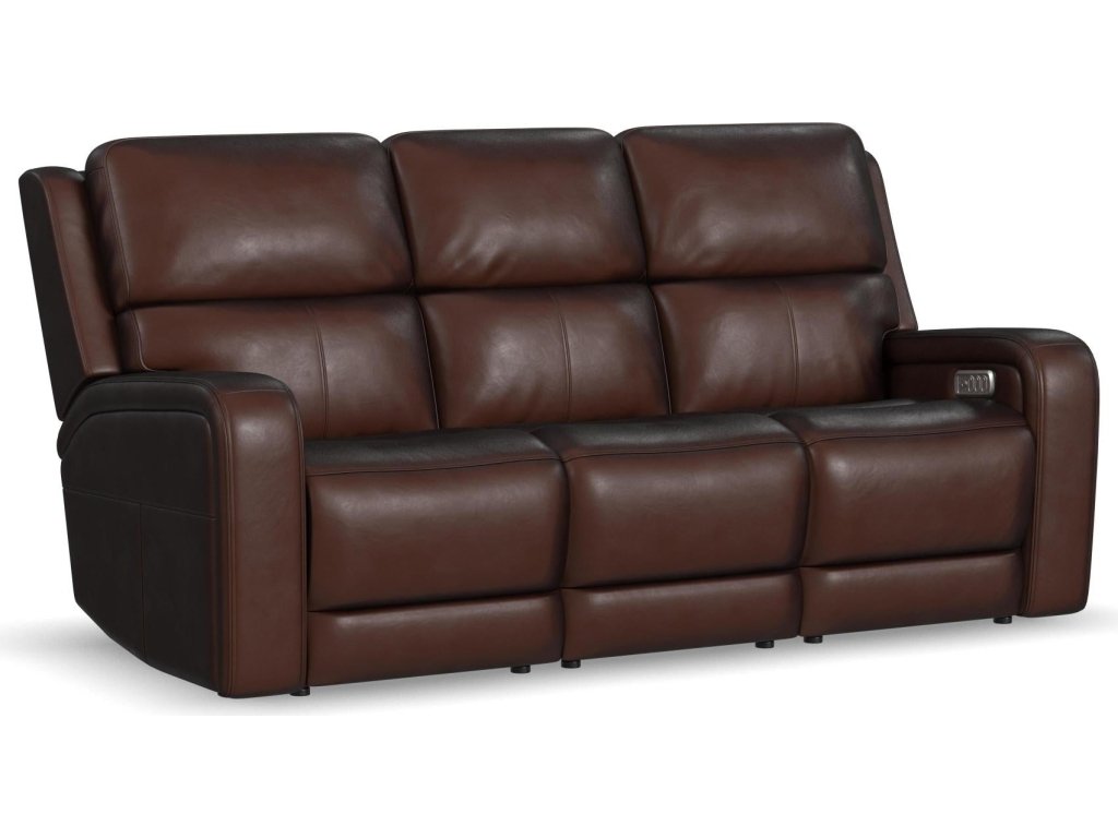 Oasis Truffle Leather Power Reclining Sofa with Power Headrests, Lumbar, Heat & Massage - main image