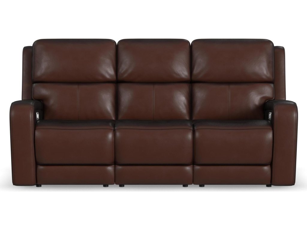Oasis Truffle Leather Power Reclining Sofa with Power Headrests, Lumbar, Heat & Massage - image 1