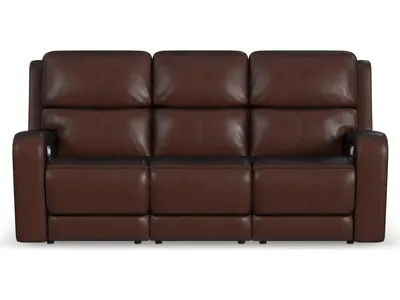 Oasis Truffle Leather Power Reclining Sofa with Power Headrests, Lumbar, Heat & Massage - Alternative View