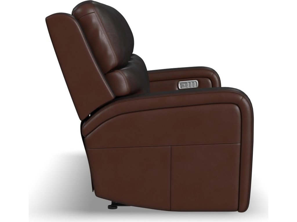 Oasis Truffle Leather Power Reclining Sofa with Power Headrests, Lumbar, Heat & Massage - image 2
