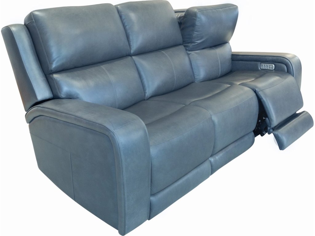 Oasis Storm Leather Power Reclining Sofa with Power Headrests, Lumbar, Heat & Massage - image 4