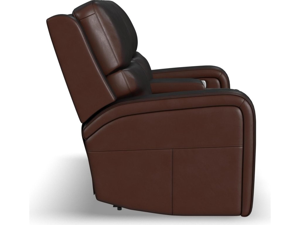 Oasis Truffle Leather Power Reclining Loveseat with Console, Power Headrests, Lumbar, Heat & Massage - image 2