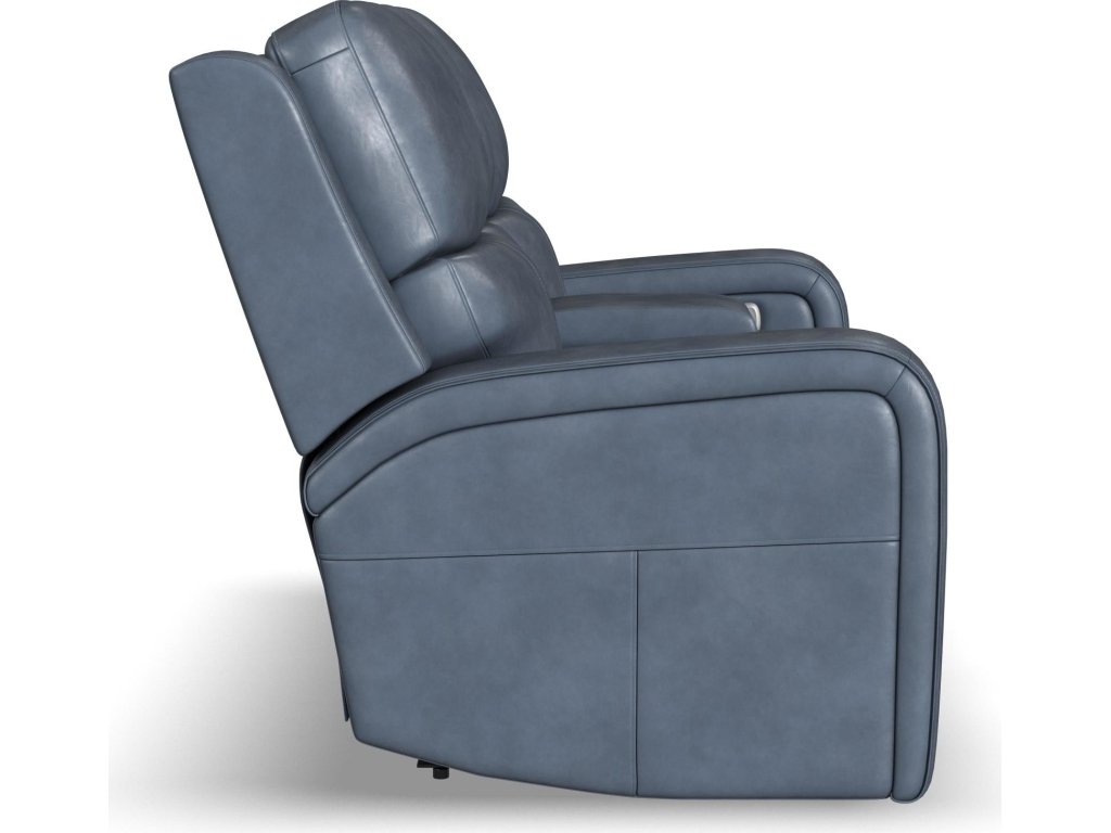 Oasis Storm Leather Power Reclining Loveseat with Console, Power Headrests, Lumbar, Heat & Massage - image 2