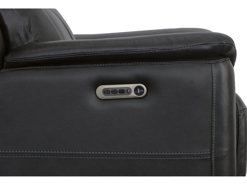 Crew Raven Leather Power Recliner with Power Headrest & Lumbar - image 9