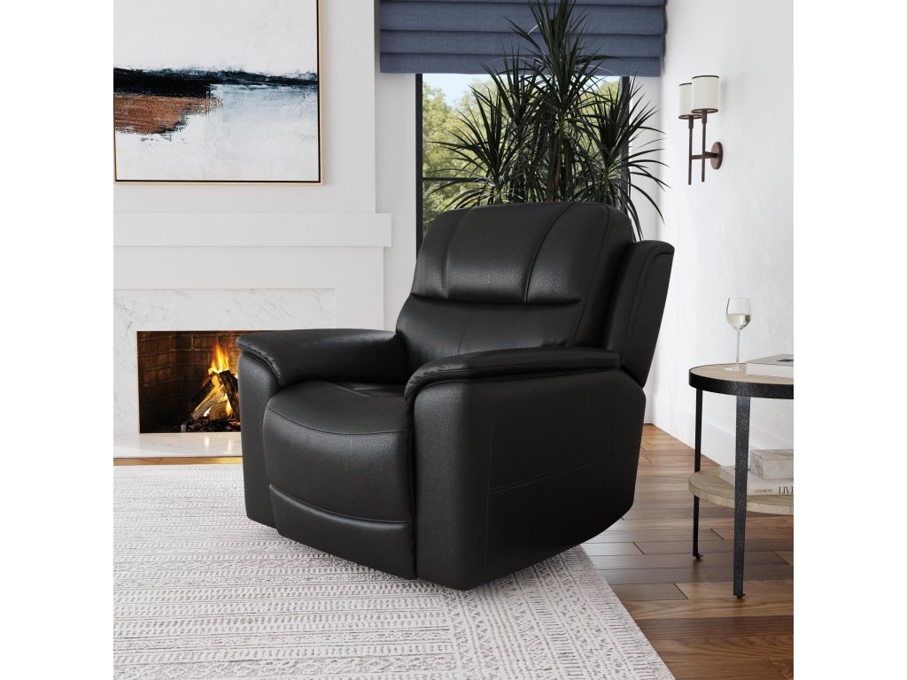 Crew Raven Leather Power Recliner with Power Headrest & Lumbar - image 1