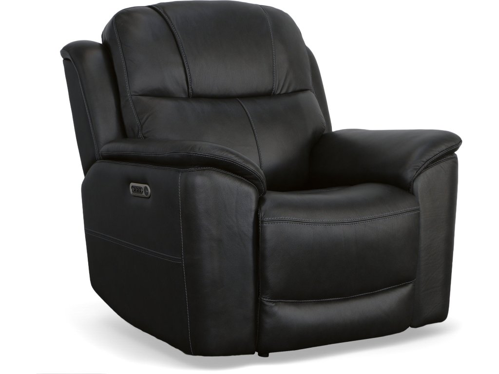 Crew Raven Leather Power Recliner with Power Headrest & Lumbar - image 4