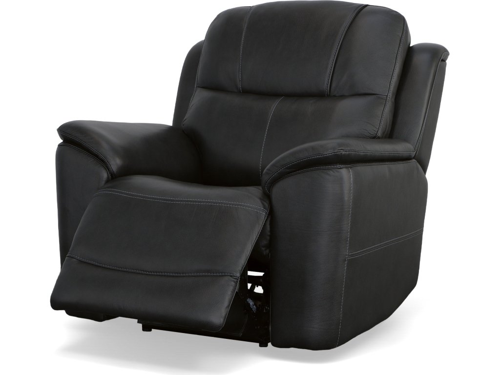 Crew Raven Leather Power Recliner with Power Headrest & Lumbar - image 5