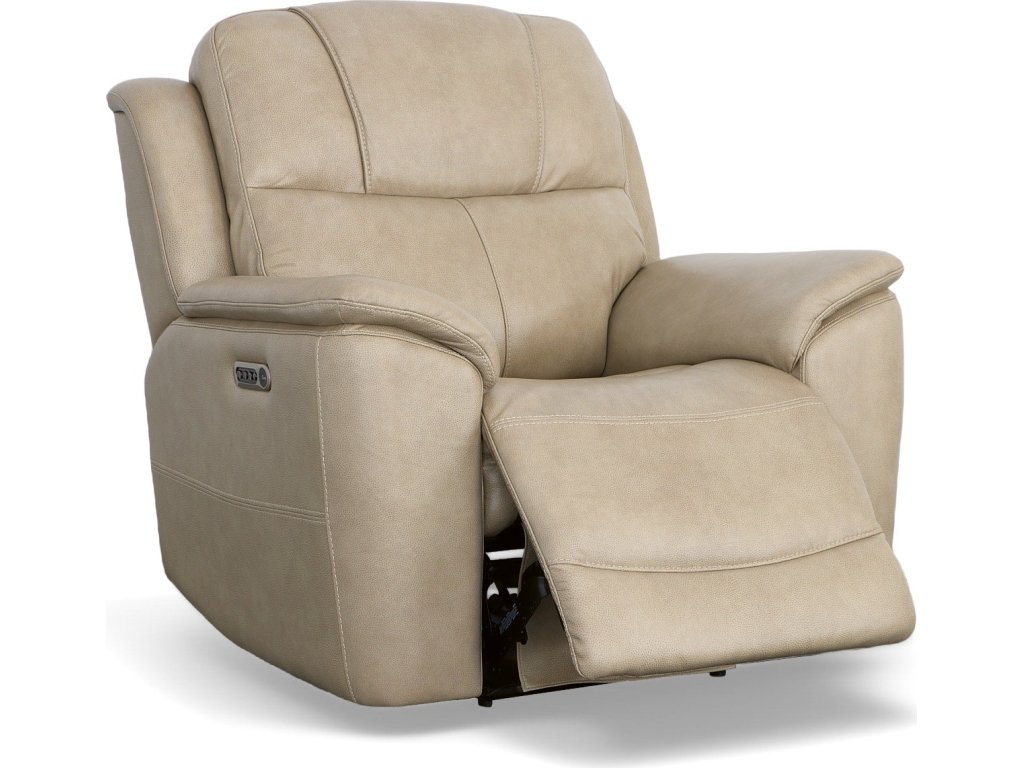 Crew Pebble Leather Power Recliner with Power Headrest & Lumbar - image 6