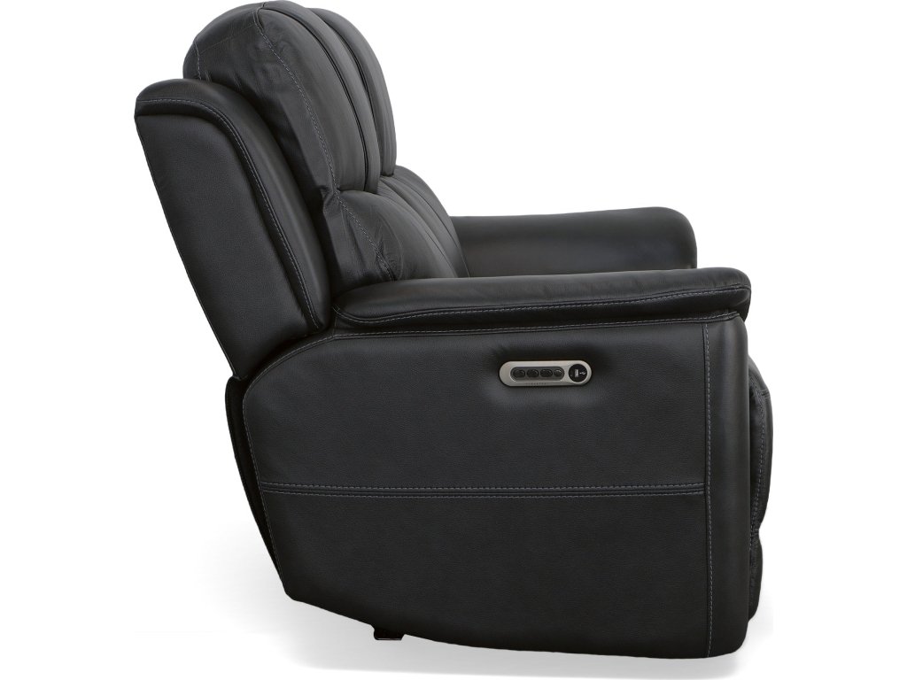 Crew Raven Leather Power Reclining Loveseat with Power Headrests & Lumbar - image 3