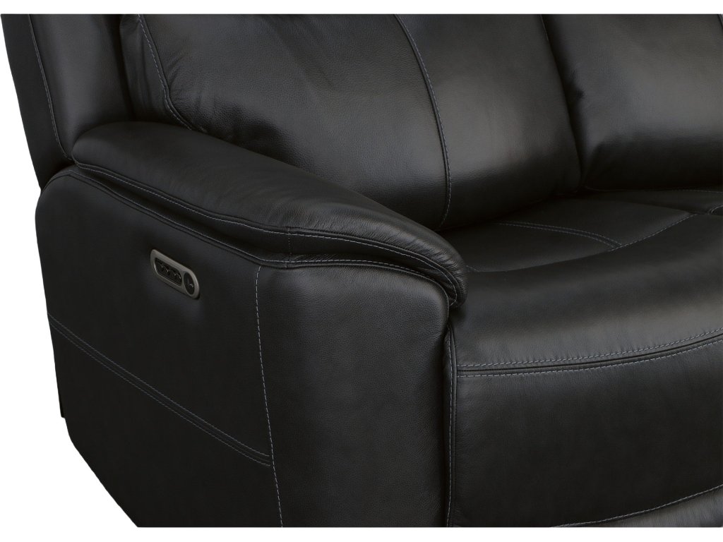 Crew Raven Leather Power Reclining Loveseat with Power Headrests & Lumbar - image 8