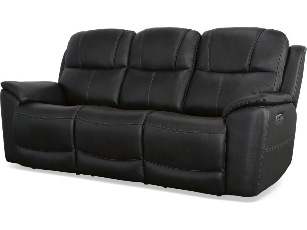Crew Raven Leather Power Reclining Sofa with Power Headrests & Lumbar - main image