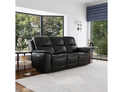Crew Raven Leather Power Reclining Sofa with Power Headrests & Lumbar - Alternative View