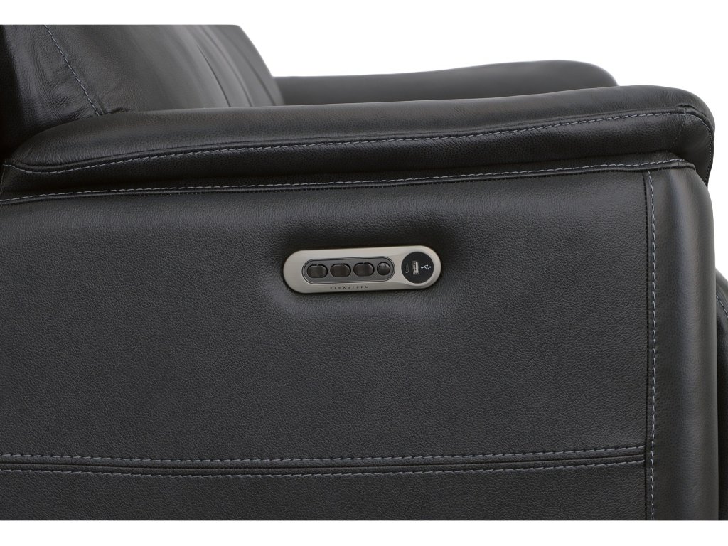 Crew Raven Leather Power Reclining Sofa with Power Headrests & Lumbar - image 8