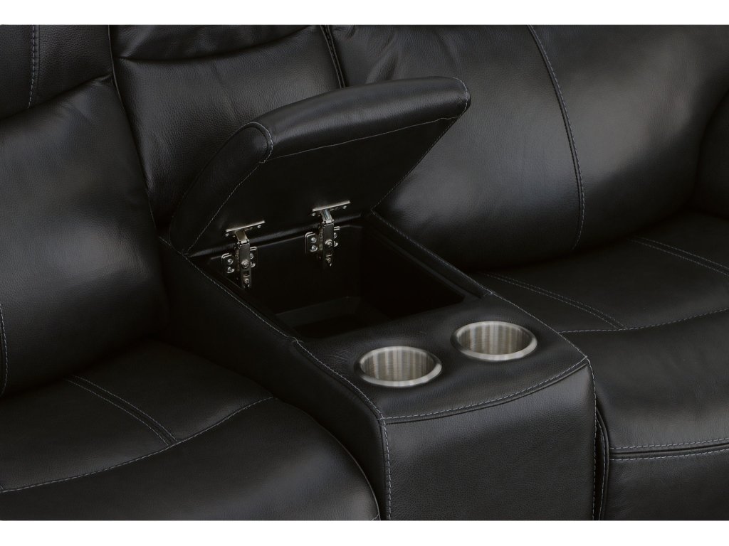 Crew Raven Leather Power Reclining Loveseat with Console, Power Headrests & Lumbar - image 9