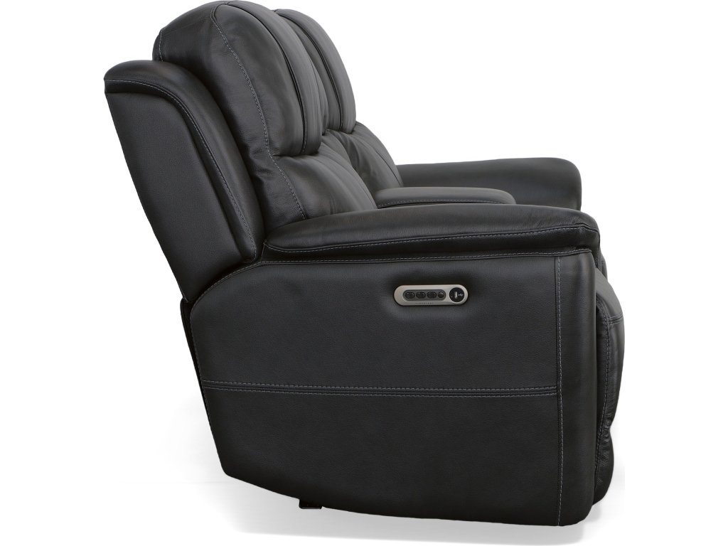 Crew Raven Leather Power Reclining Loveseat with Console, Power Headrests & Lumbar - image 3