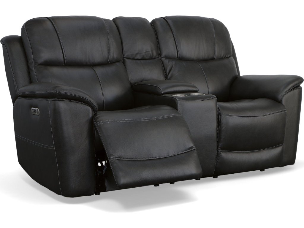 Crew Raven Leather Power Reclining Loveseat with Console, Power Headrests & Lumbar - image 6