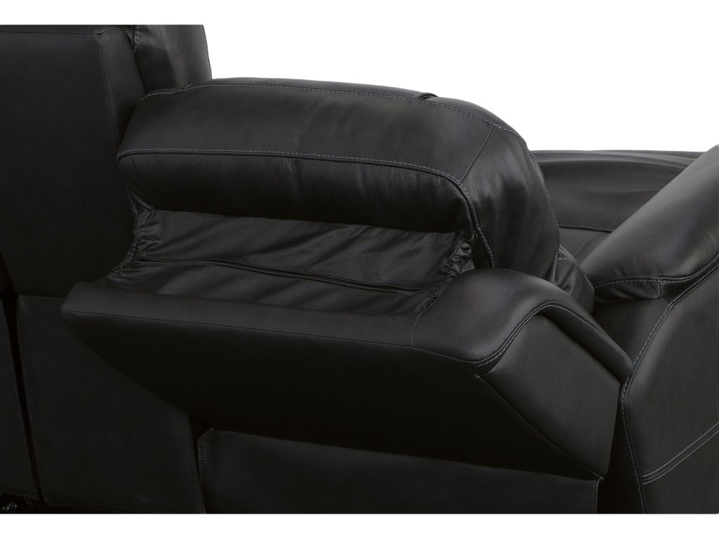 Crew Raven Leather Power Reclining Loveseat with Console, Power Headrests & Lumbar - image 7