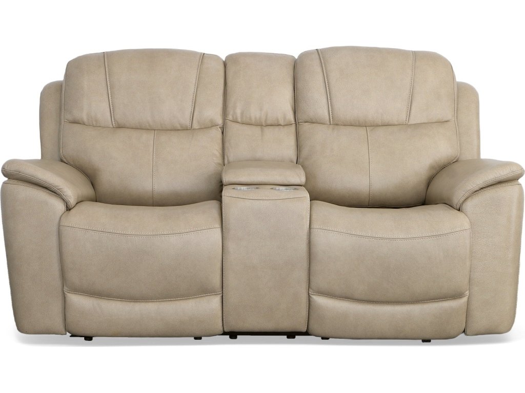 Crew Pebble Leather Power Reclining Loveseat with Console, Power Headrests & Lumbar - image 2