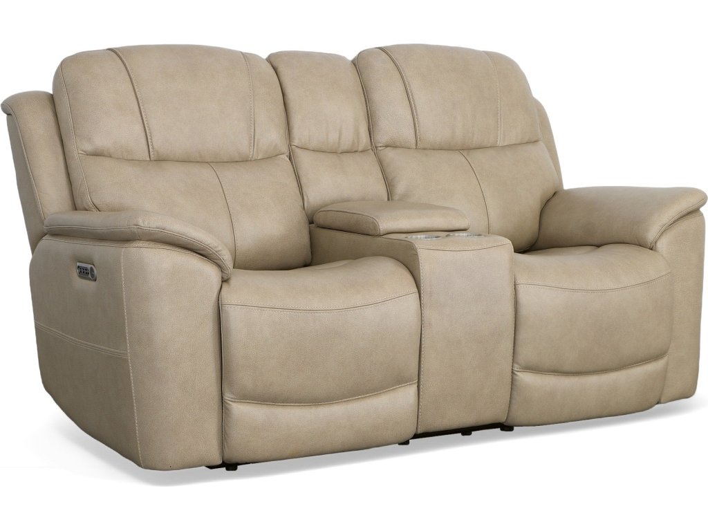 Crew Pebble Leather Power Reclining Loveseat with Console, Power Headrests & Lumbar - image 4