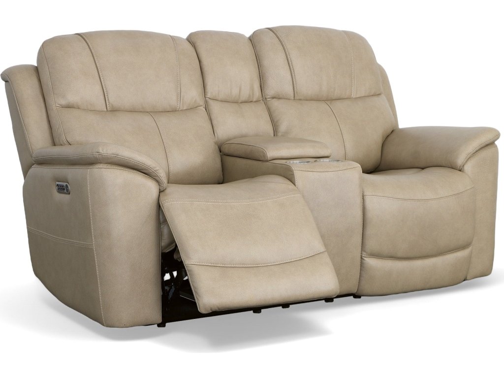 Crew Pebble Leather Power Reclining Loveseat with Console, Power Headrests & Lumbar - image 5