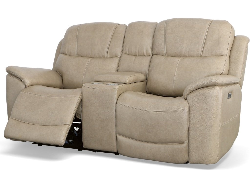 Crew Pebble Leather Power Reclining Loveseat with Console, Power Headrests & Lumbar - image 6