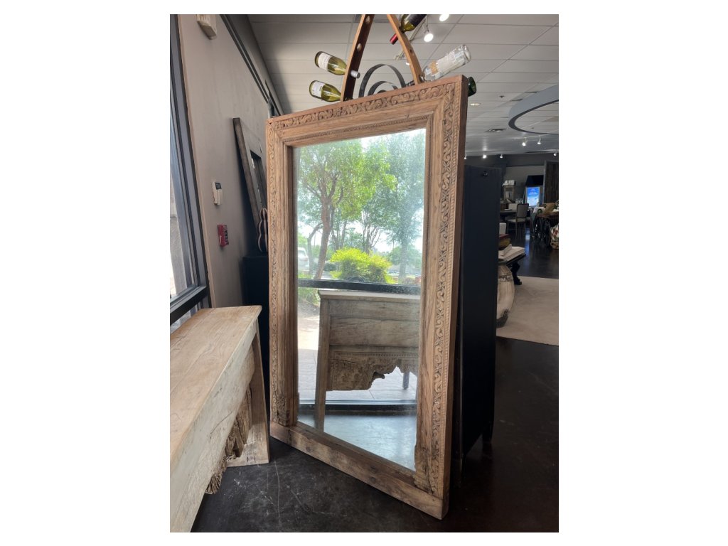 Medium wooden Carved Frame Mirror - main image