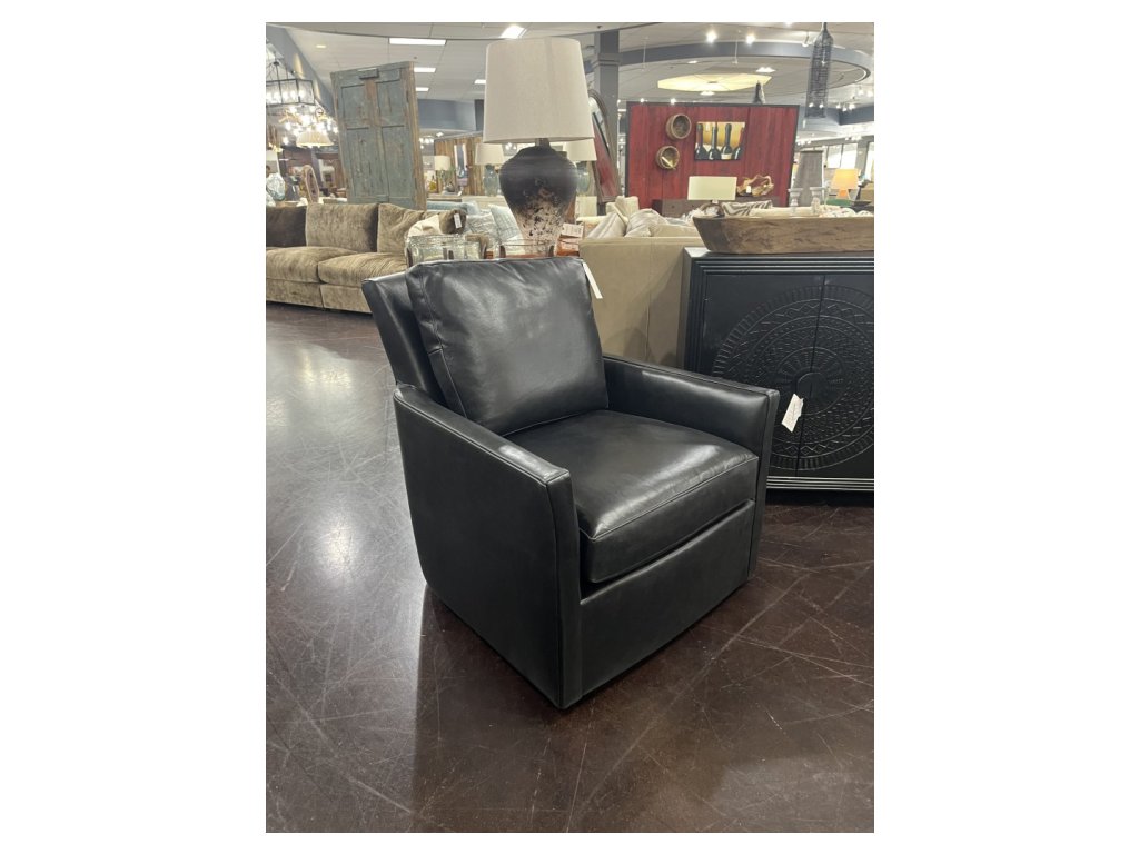 All Black Leather Swivel Chair - main image