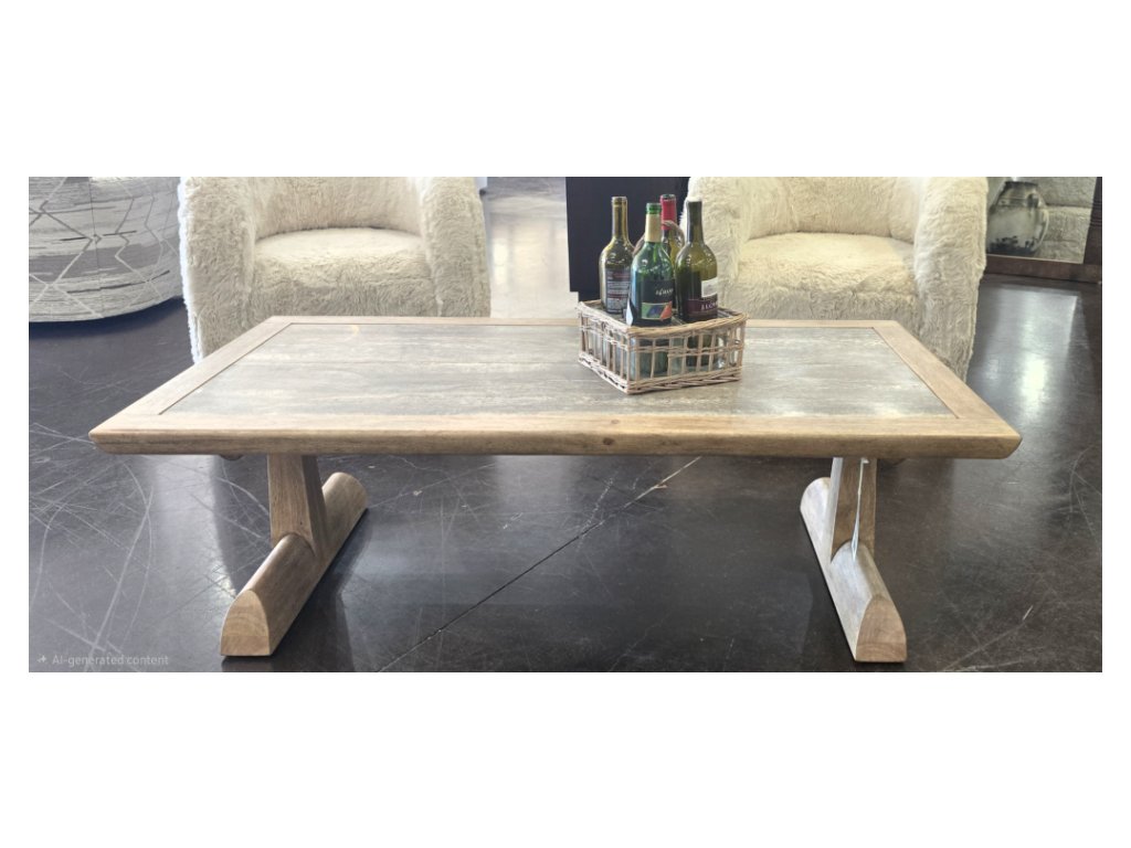 Pedestal Stone Inset Cocktail Table - main image