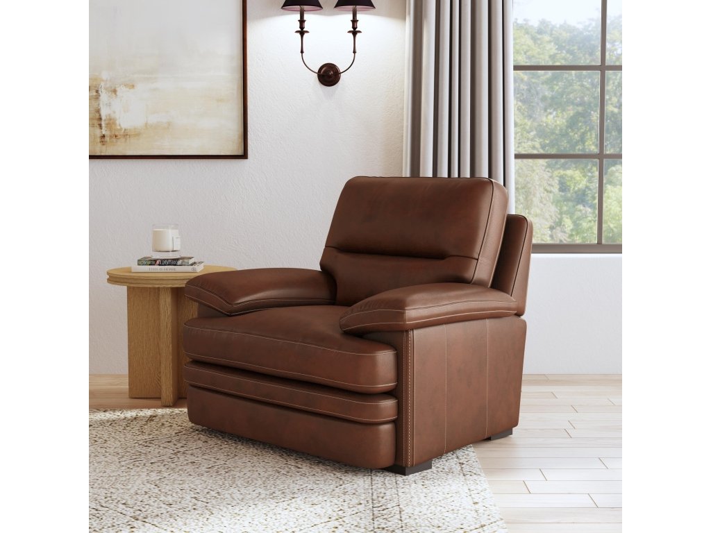 David Pecan Leather Chair - image 1