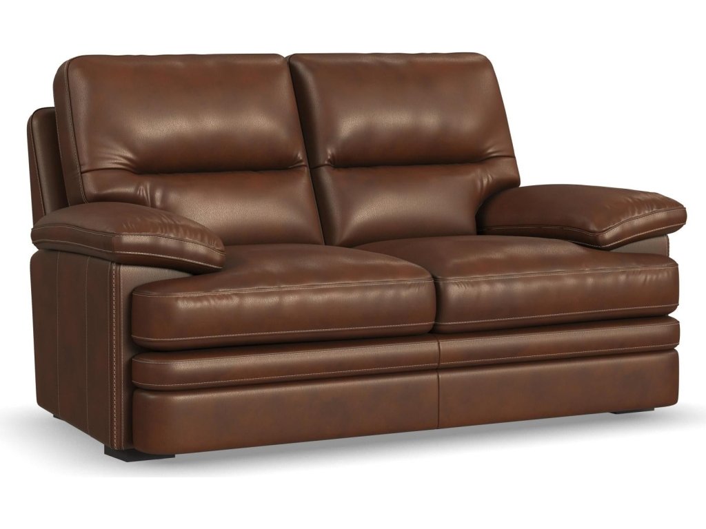 David Pecan Leather Loveseat - main image