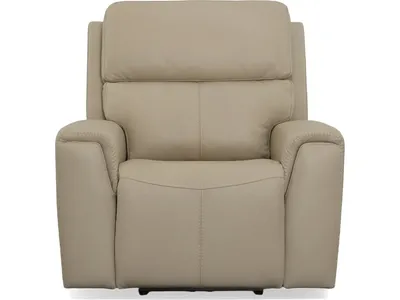 Jarvis Parchment Leather Power Recliner with Power Headrest - Alternative View